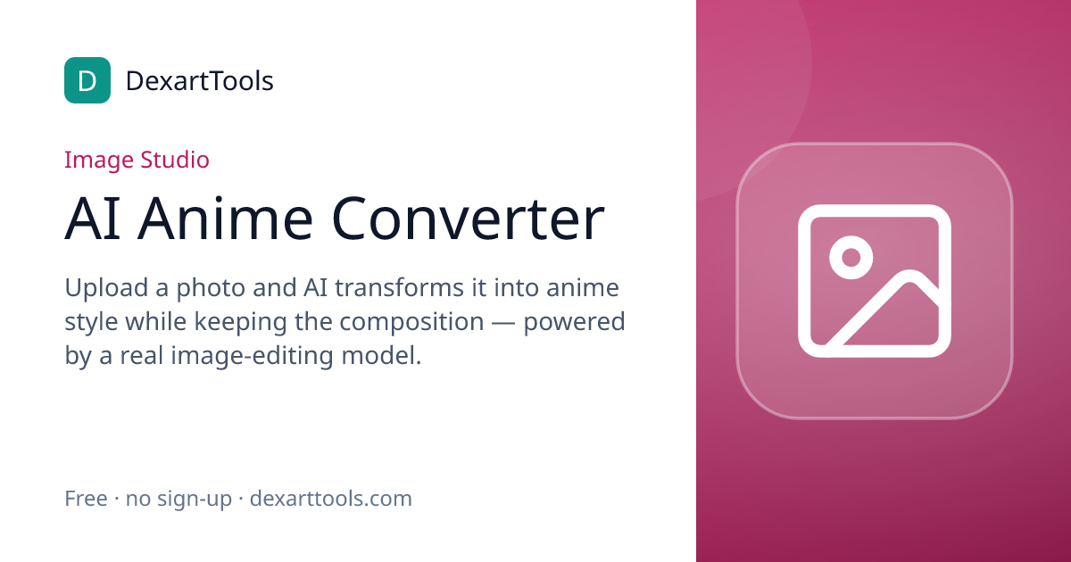 AI Anime Converter: Upload a photo and AI transforms it into anime style while keeping the composition — powered by a real image-editing model.