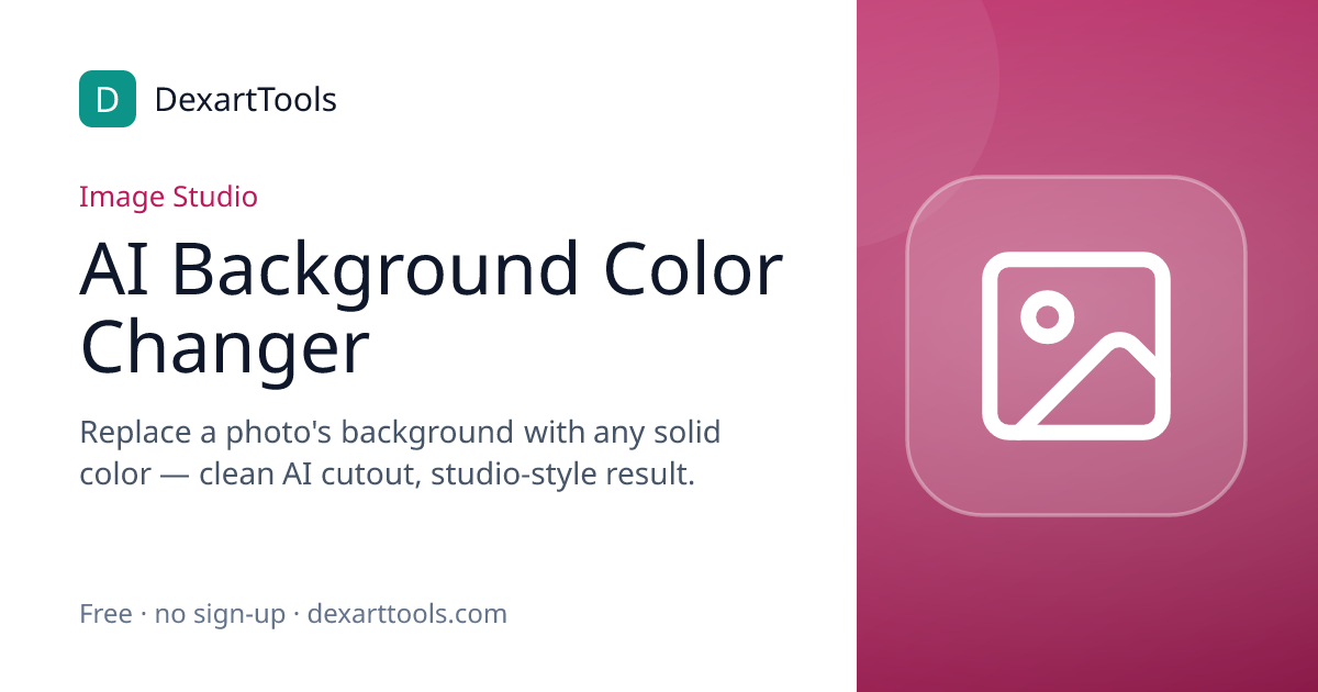 AI Background Color Changer: Replace a photo's background with any solid color — clean AI cutout, studio-style result.