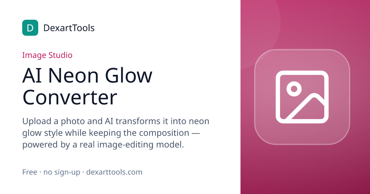 AI Neon Glow Converter: Upload a photo and AI transforms it into neon glow style while keeping the composition — powered by a real image-editing model.