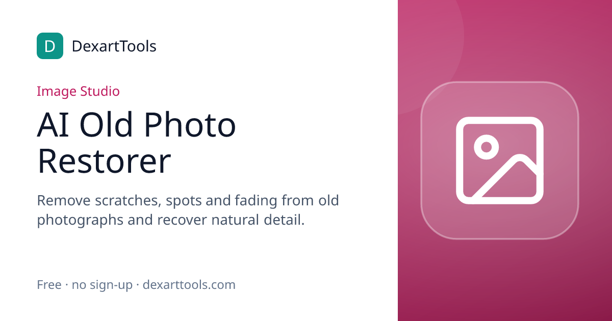 AI Old Photo Restorer: Remove scratches, spots and fading from old photographs and recover natural detail.