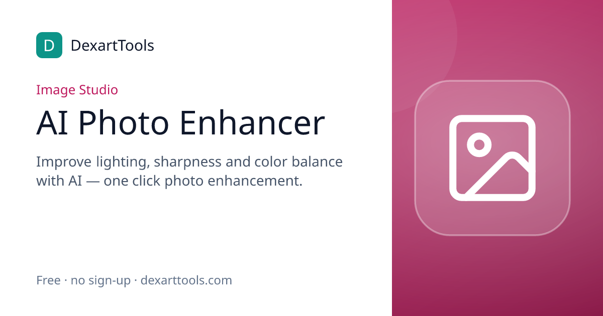 AI Photo Enhancer: Improve lighting, sharpness and color balance with AI — one click photo enhancement.
