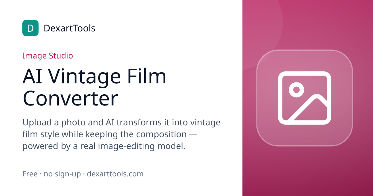 AI Vintage Film Converter: Upload a photo and AI transforms it into vintage film style while keeping the composition — powered by a real image-editing model.
