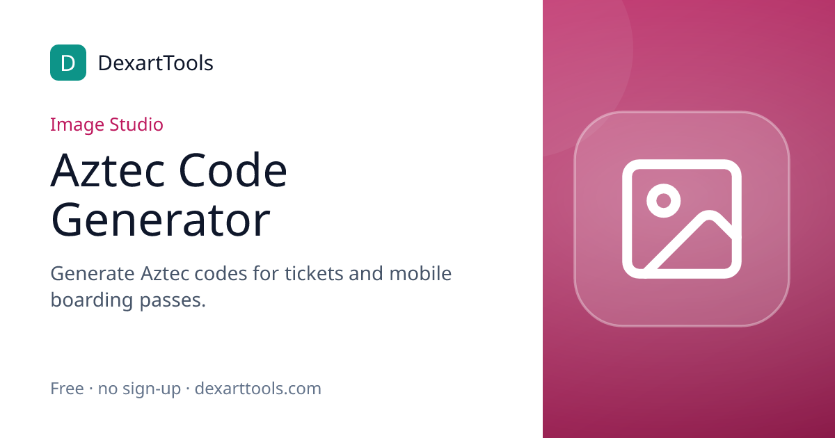 Aztec Code Generator: Generate Aztec codes for tickets and mobile boarding passes.