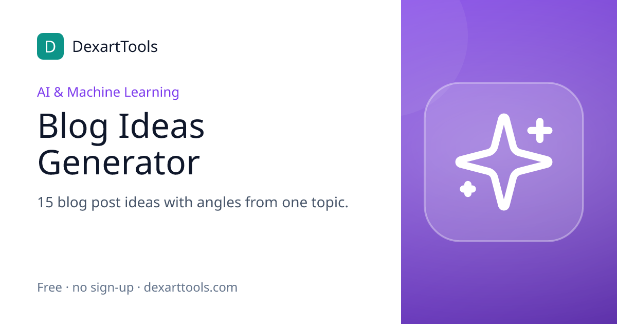Blog Ideas Generator: 15 blog post ideas with angles from one topic.