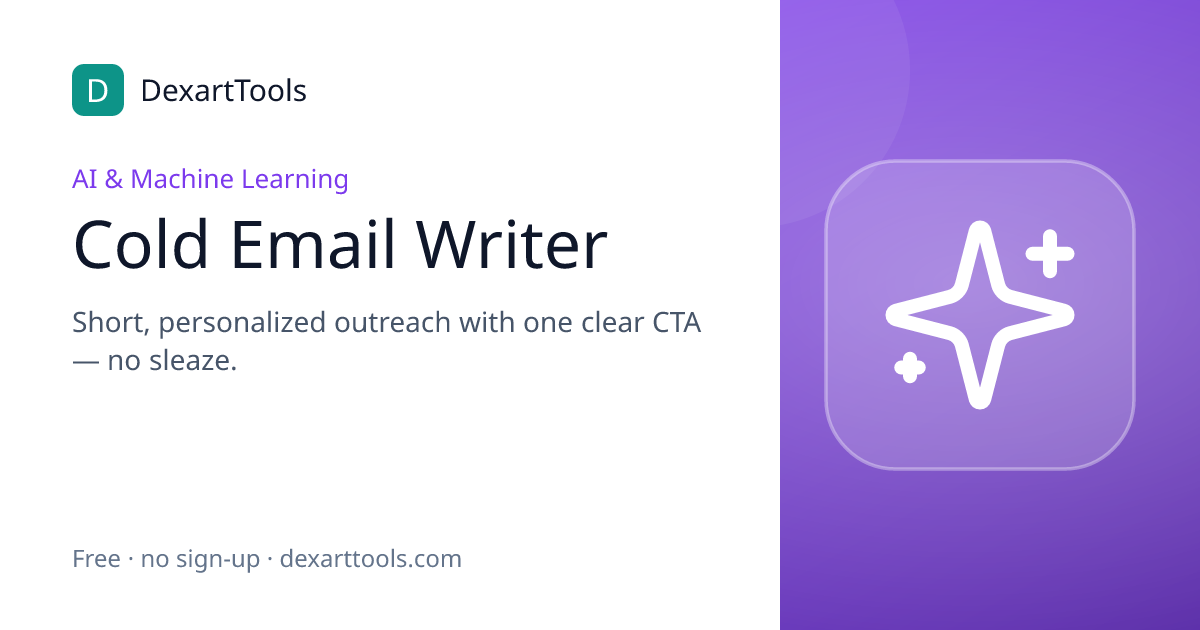 Cold Email Writer: Short, personalized outreach with one clear CTA — no sleaze.