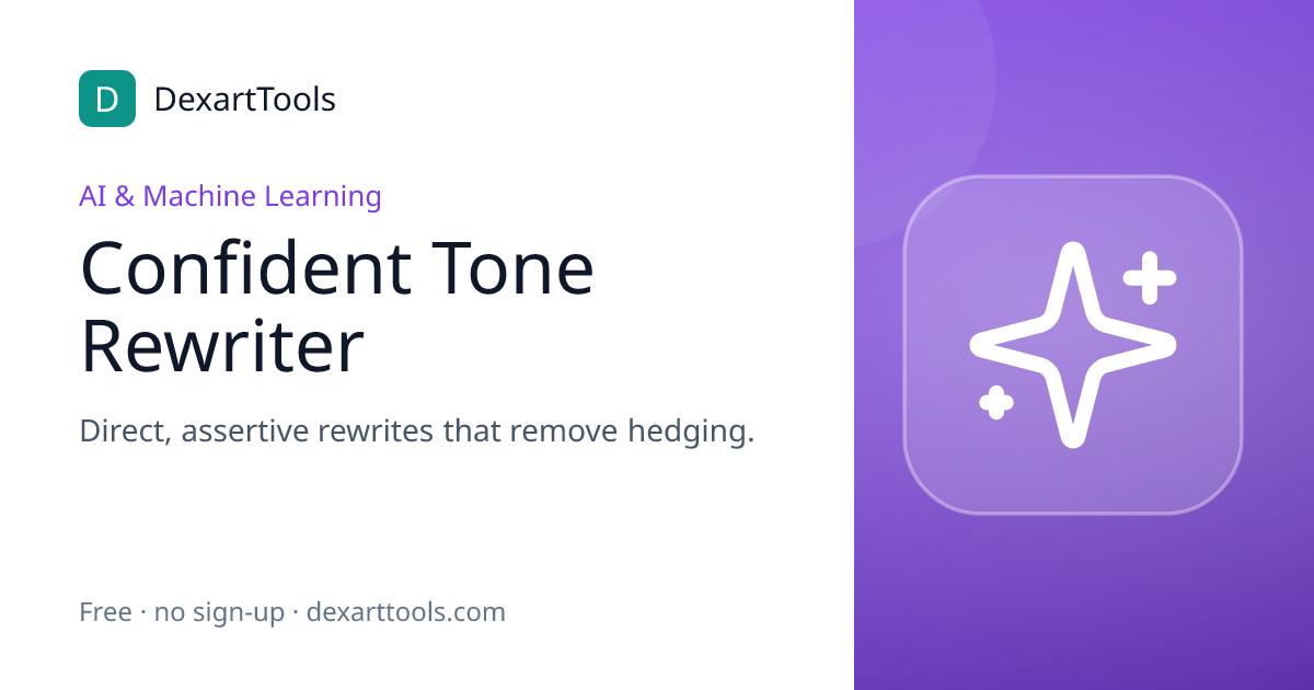 Confident Tone Rewriter: Direct, assertive rewrites that remove hedging.