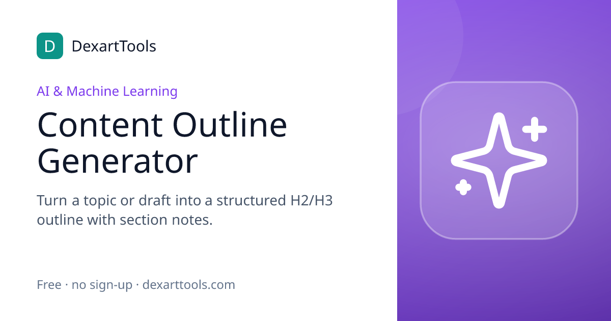 Content Outline Generator: Turn a topic or draft into a structured H2/H3 outline with section notes.