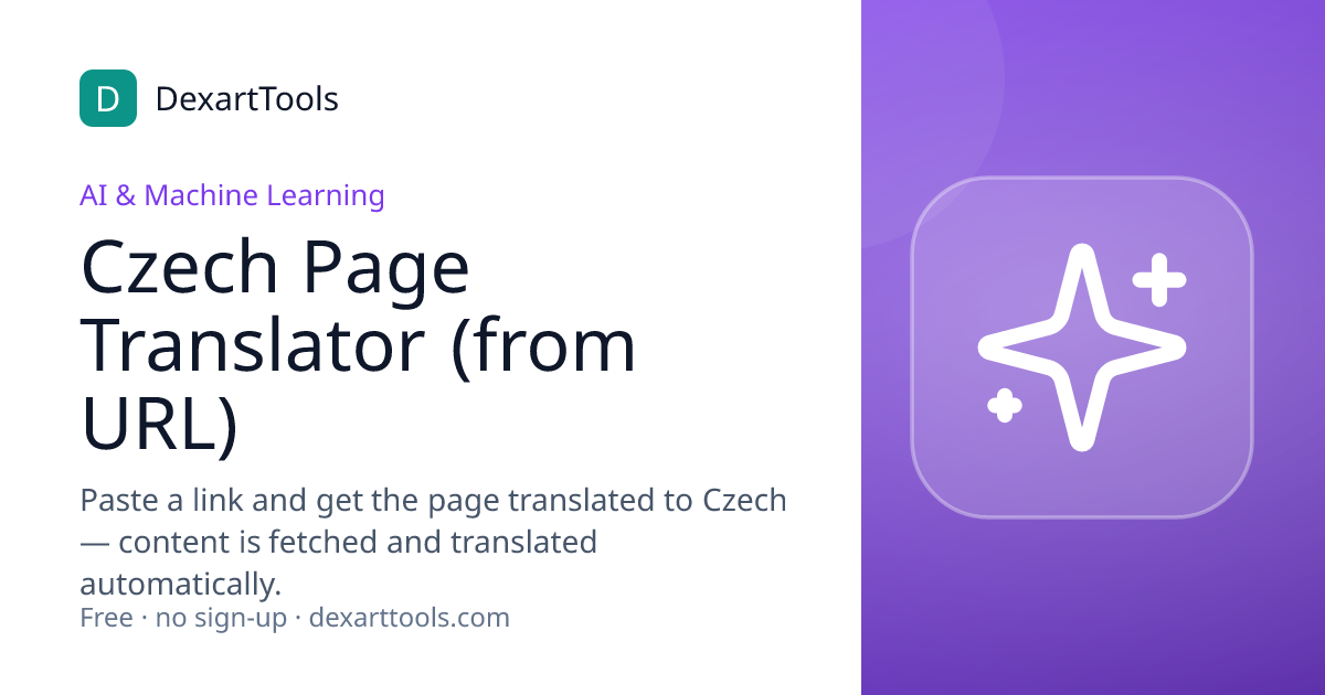 Czech Page Translator (from URL): Paste a link and get the page translated to Czech — content is fetched and translated automatically.