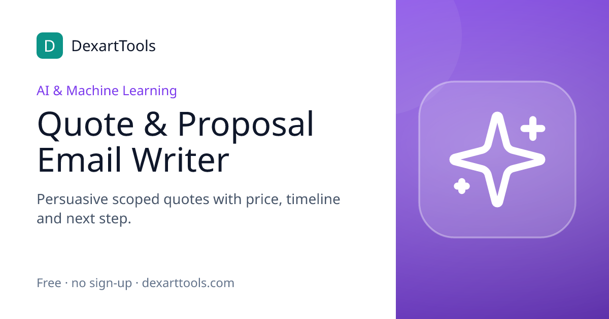 Quote & Proposal Email Writer: Persuasive scoped quotes with price, timeline and next step.