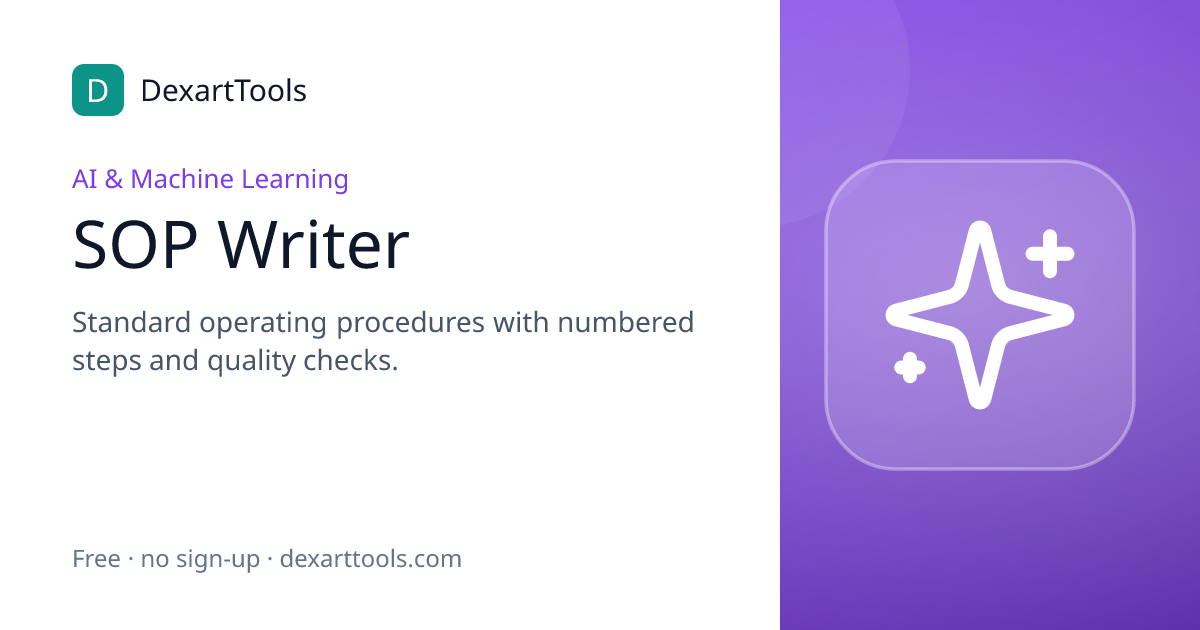 SOP Writer: Standard operating procedures with numbered steps and quality checks.