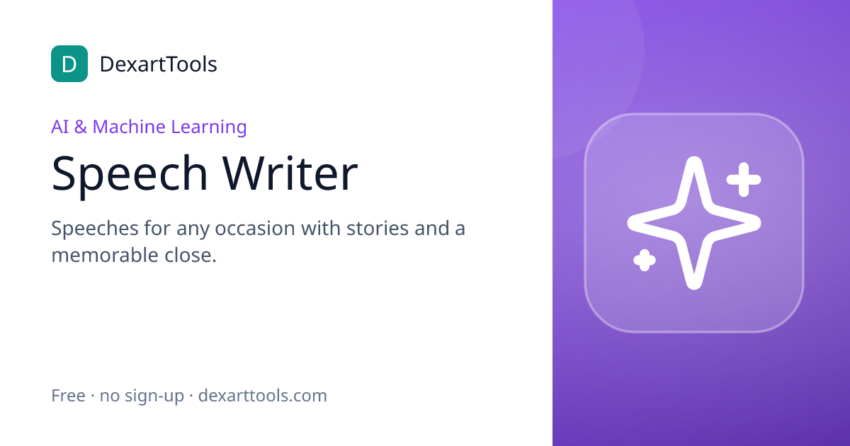 Speech Writer: Speeches for any occasion with stories and a memorable close.